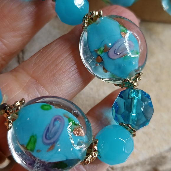 Italian Murano Glass  Bracelet and Earrings set Hand Crafted Vintage - Picture 6 of 6